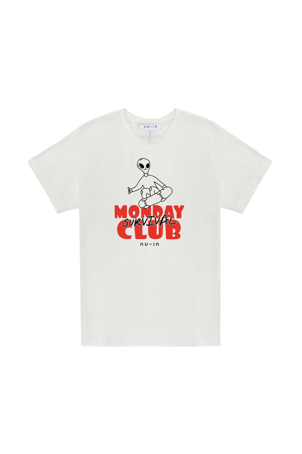 nu in MONDAY SURVIVAL CLUB ROLL-UP SLEEVES T-SHIRT