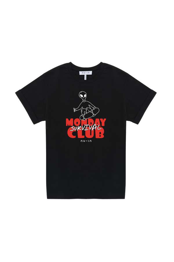 nu in MONDAY SURVIVAL CLUB ROLL-UP SLEEVES T-SHIRT