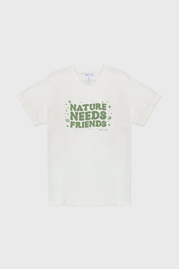 Nu In NATURE FRIENDS ROLL-UP SLEEVES T-SHIRT