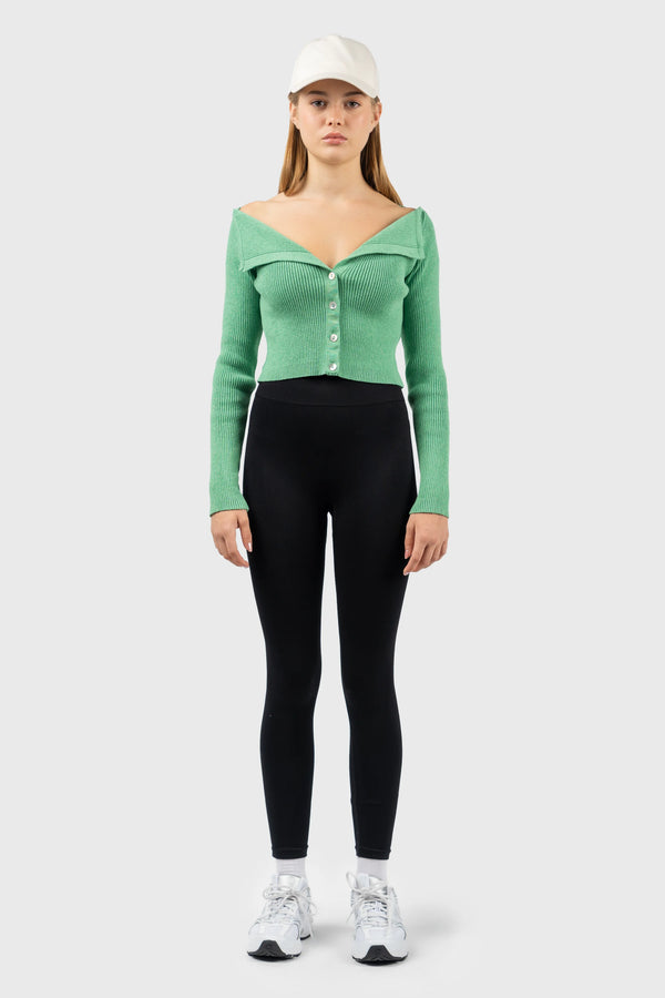 nu in OFF SHOULDER CROPPED KNITTED CARDIGAN