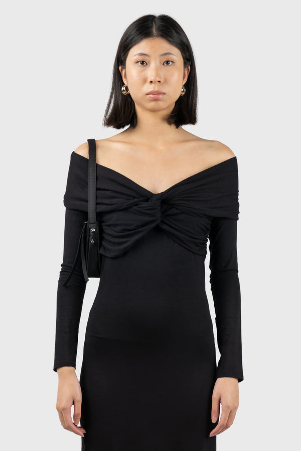 Nu In OFF THE SHOULDER JERSEY MIDI DRESS