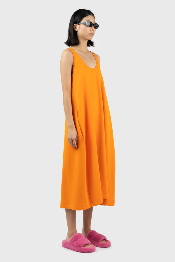Nu In ORANGE HEAVYWEIGHT JERSEY DRESS