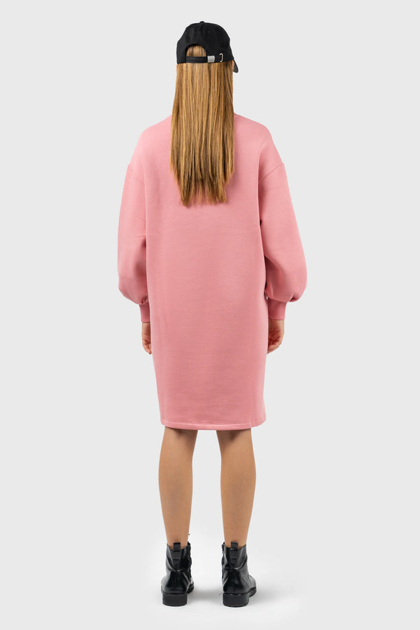 Nu In PINK PUFF SLEEVE SWEATSHIRT DRESS