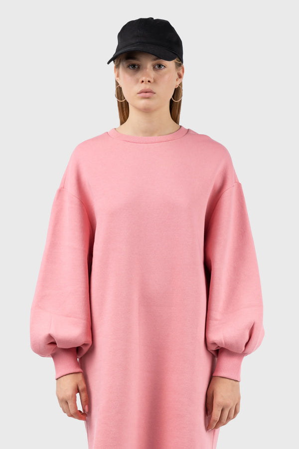 Nu In PINK PUFF SLEEVE SWEATSHIRT DRESS