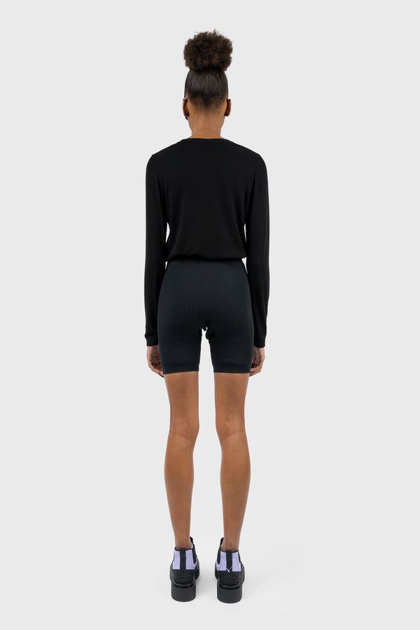 Nu In SCOOP NECK RIBBED LONG SLEEVE TOP