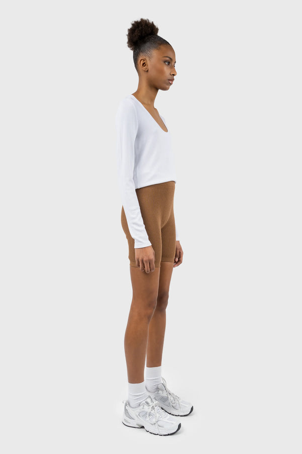 Nu In SCOOP NECK RIBBED LONG SLEEVE TOP
