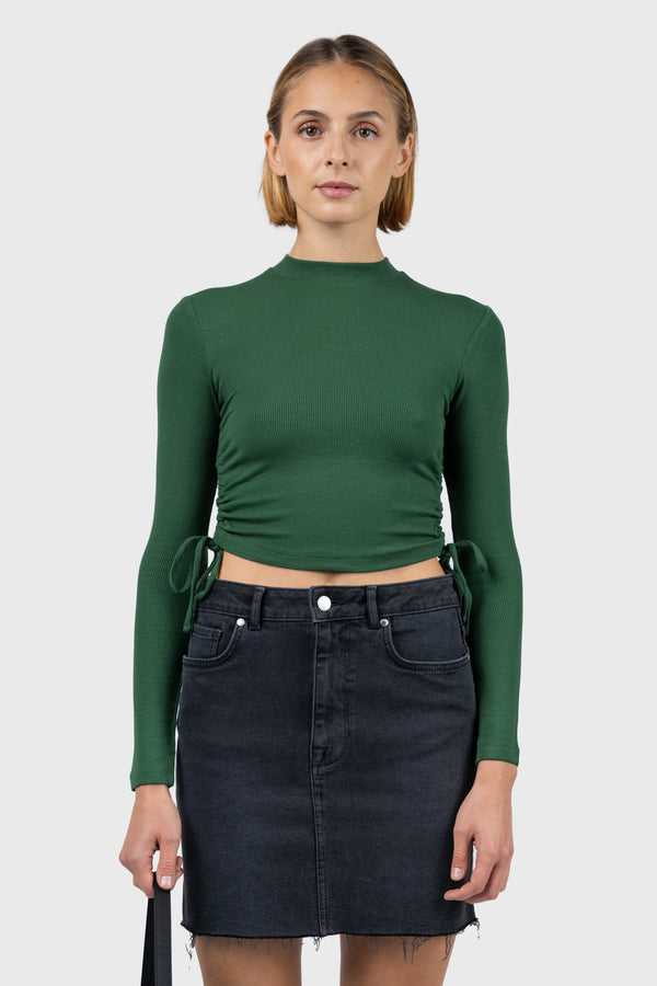 Nu In SIDE DRAWSTRING HIGH NECK TOP