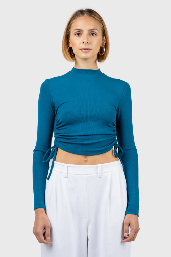Nu In SIDE DRAWSTRING HIGH NECK TOP