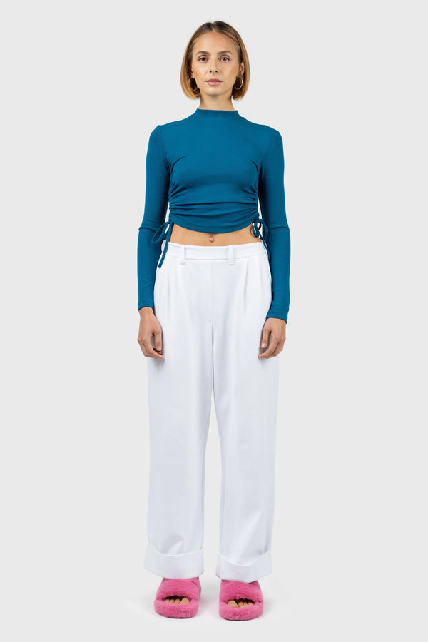 nu in SIDE DRAWSTRING HIGH NECK TOP