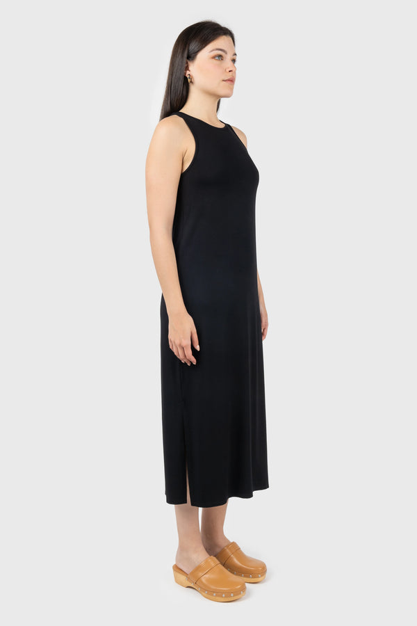 Nu In SIDE SPLIT SCOOP NECK MIDI DRESS
