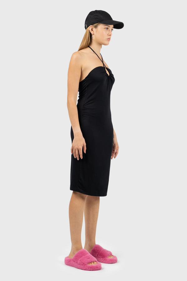 Nu In THIN TIE HALTERNECK MIDI JERSEY DRESS