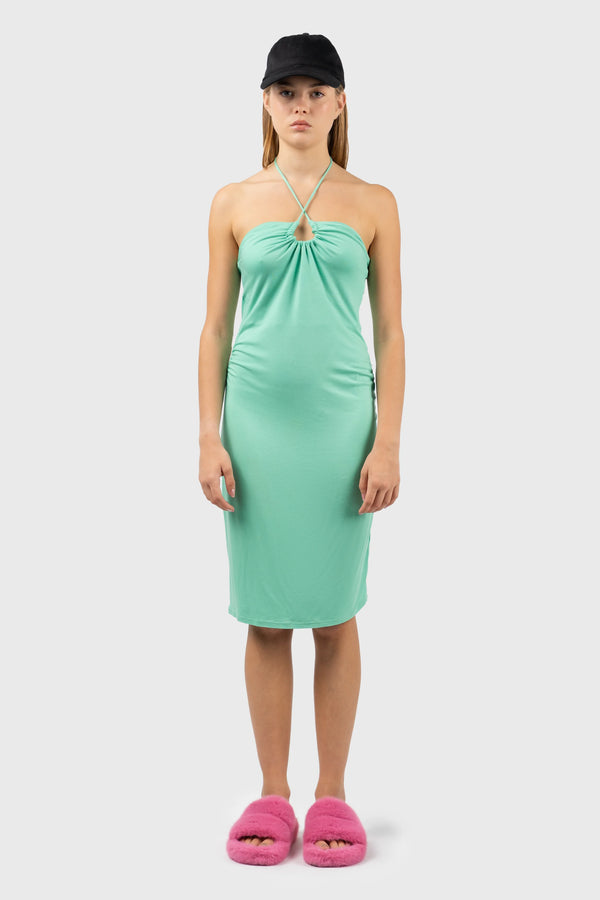 nu in THIN TIE HALTERNECK MIDI JERSEY DRESS