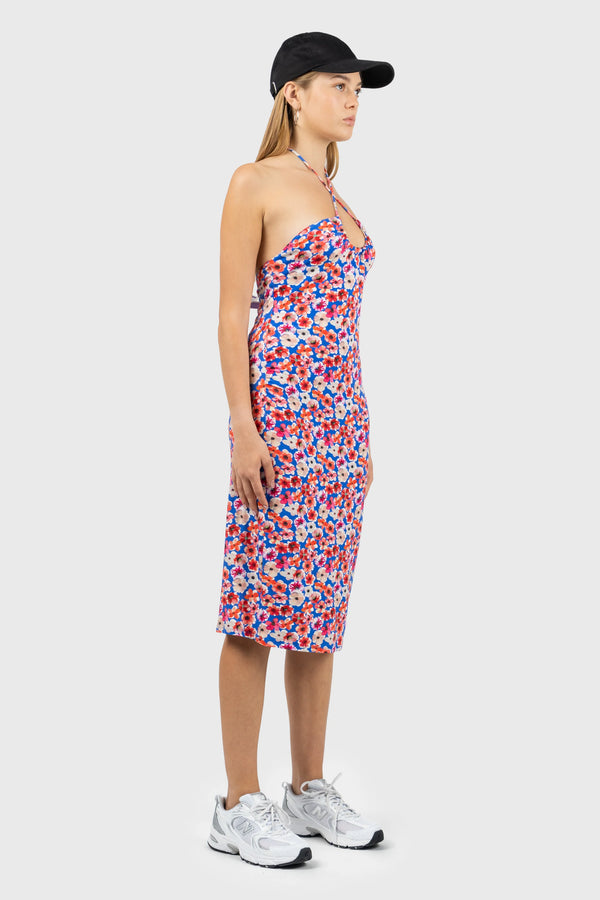 Nu In THIN TIE HALTERNECK MIDI JERSEY DRESS