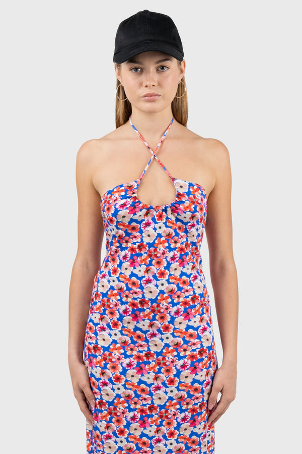 Nu In THIN TIE HALTERNECK MIDI JERSEY DRESS