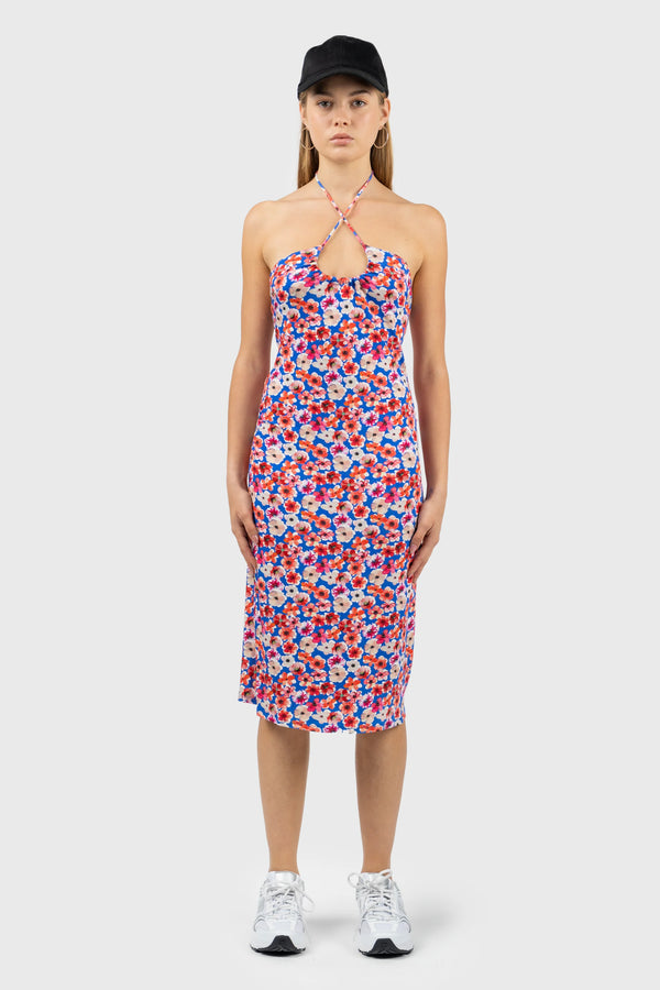 nu in THIN TIE HALTERNECK MIDI JERSEY DRESS