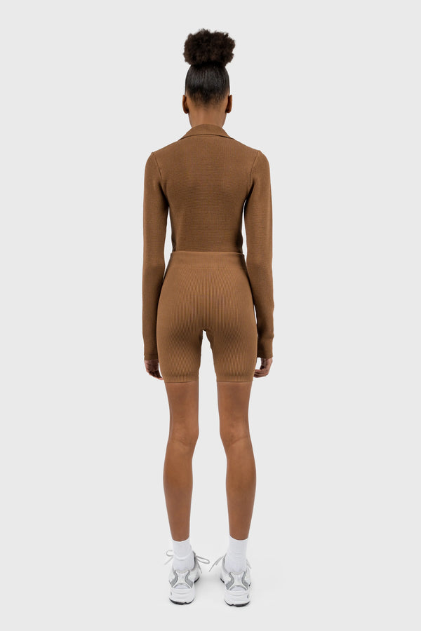 Nu In WAFFLE RIBBED KNITTED LONG SLEEVE BODYSUIT