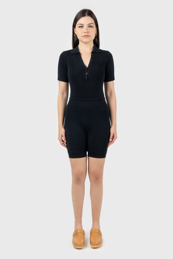 nu in WAFFLE RIBBED KNITTED SHORT SLEEVE BODYSUIT