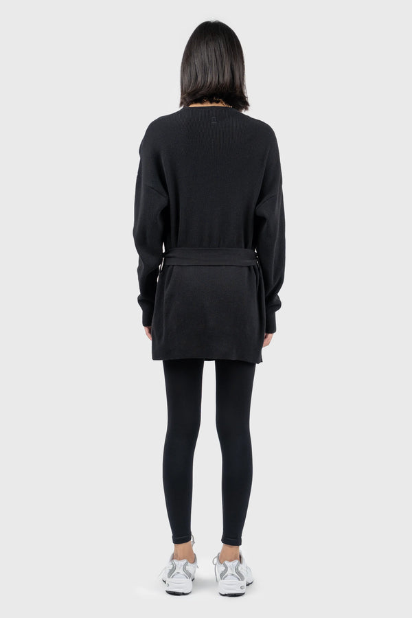 Nu In WAIST TIE DETAIL RELAXED KNIT CARDIGAN