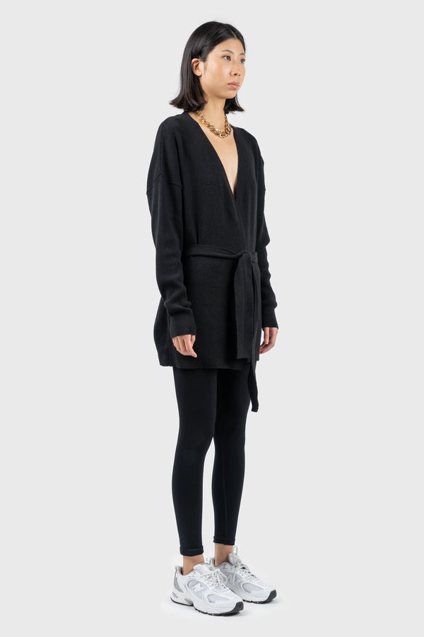 Nu In WAIST TIE DETAIL RELAXED KNIT CARDIGAN