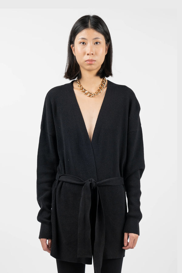 Nu In WAIST TIE DETAIL RELAXED KNIT CARDIGAN