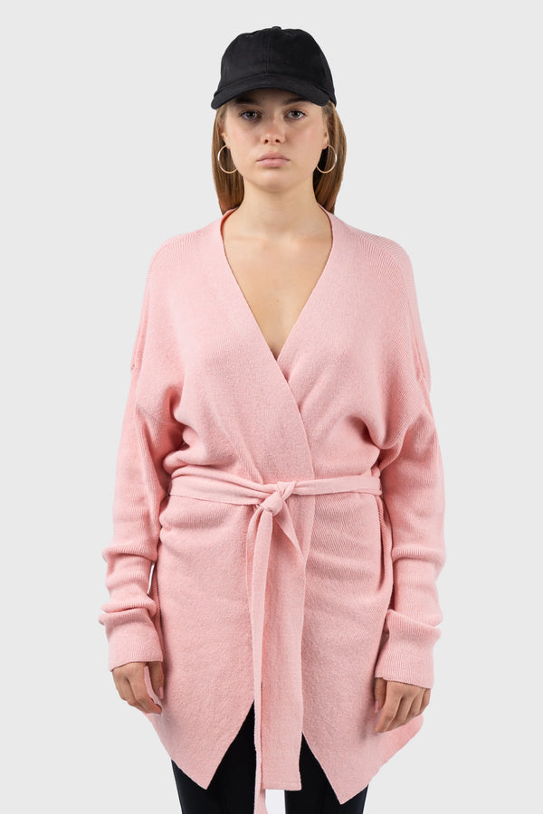 Nu In WAIST TIE DETAIL RELAXED KNIT CARDIGAN