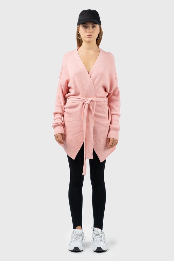 nu in WAIST TIE DETAIL RELAXED KNIT CARDIGAN