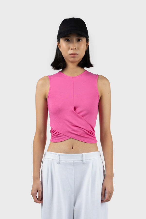 Nu In WRAP DETAIL CROPPED JERSEY VEST
