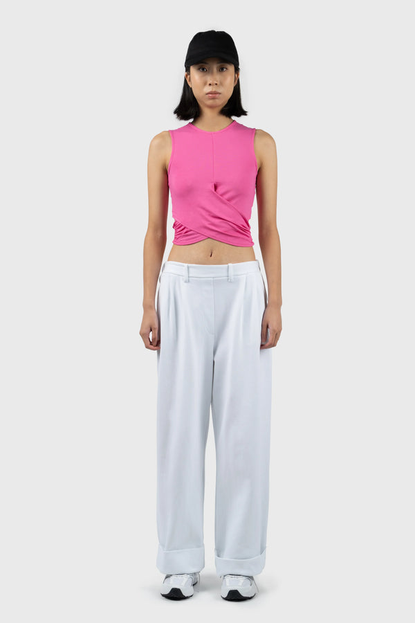 nu in WRAP DETAIL CROPPED JERSEY VEST