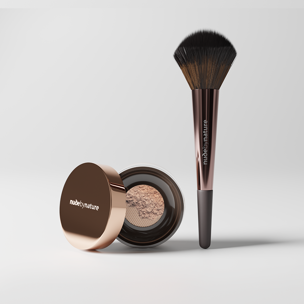 nude by nature Translucent Loose Finishing Powder & Finishing Brush Duo