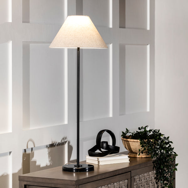 Nuloom 38-inch Marble/Iron Torchiere Table Lamp Black