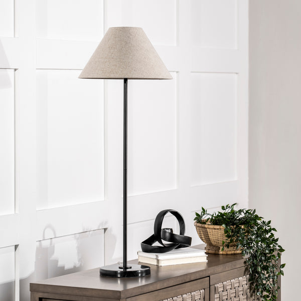 Nuloom 38-inch Marble/Iron Torchiere Table Lamp Black