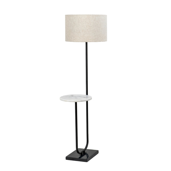 nuloom 60-inch Marble/Iron Modern Tray Floor Lamp Black