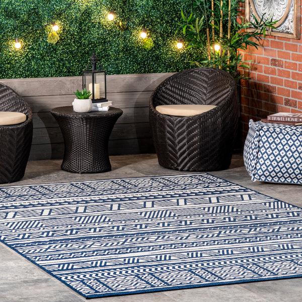 Nuloom Abbey Tribal Striped Indoor/Outdoor Area Rug Navy