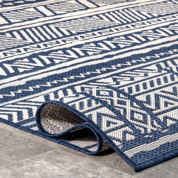 Nuloom Abbey Tribal Striped Indoor/Outdoor Area Rug Navy