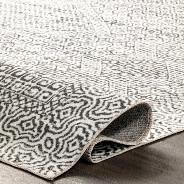 Nuloom Abstract Tribal Machine Washable Area Rug Gray