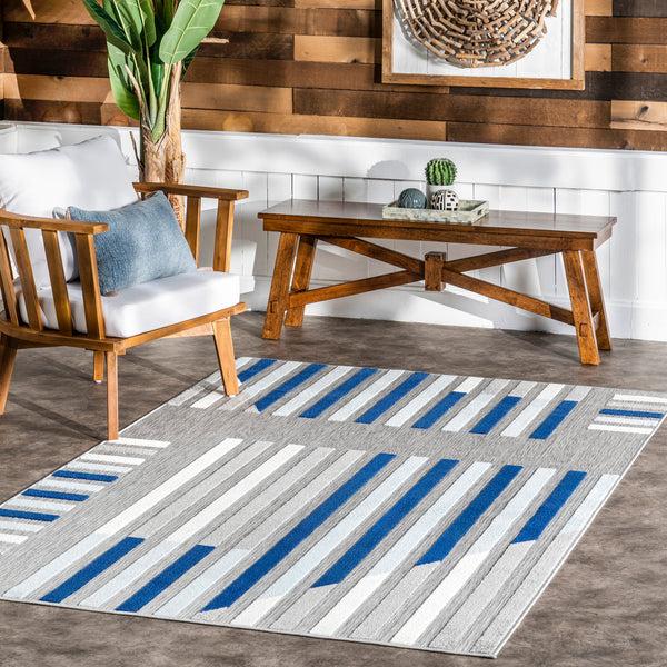 Nuloom Adali Contemporary Striped Indoor/Outdoor Area Rug Light Gray