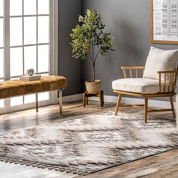 Nuloom Adelade Aztec High Low Shaggy Tassel Area Rug Beige