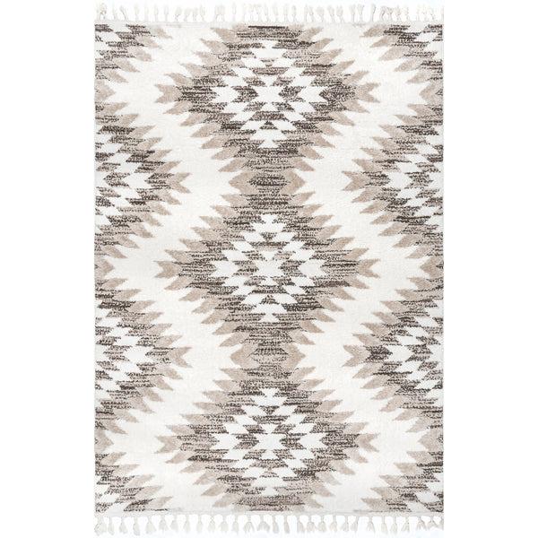 nuloom Adelade Aztec High Low Shaggy Tassel Area Rug Beige