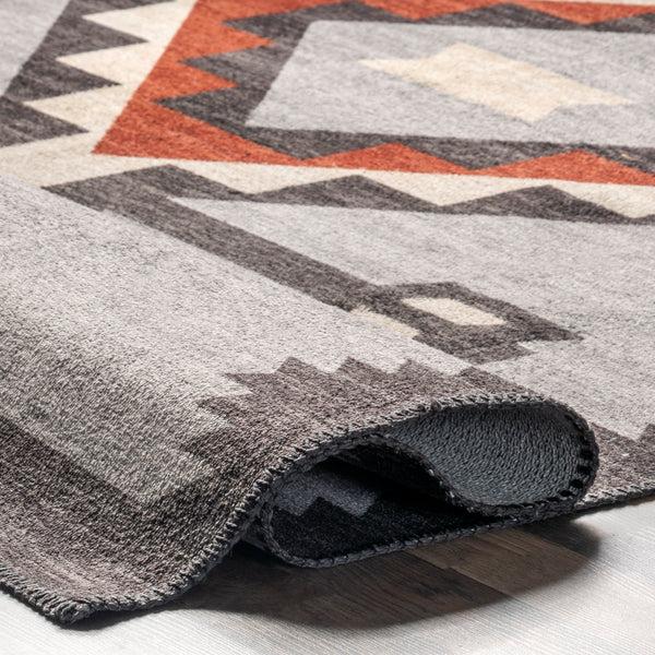 Nuloom Adilynn Aztec Machine Washable Area Rug Gray