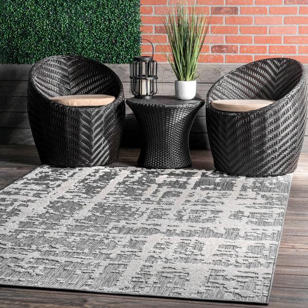 Nuloom Adley Textured Abstract Lines Indoor/Outdoor Area Rug Grey