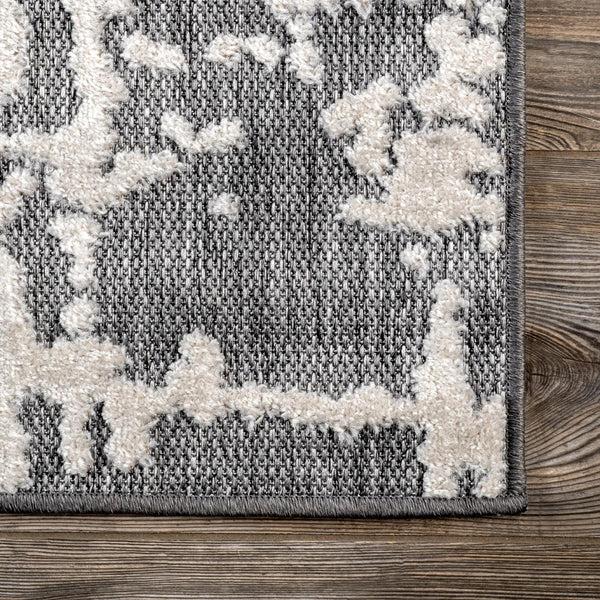 Nuloom Adley Textured Abstract Lines Indoor/Outdoor Area Rug Grey