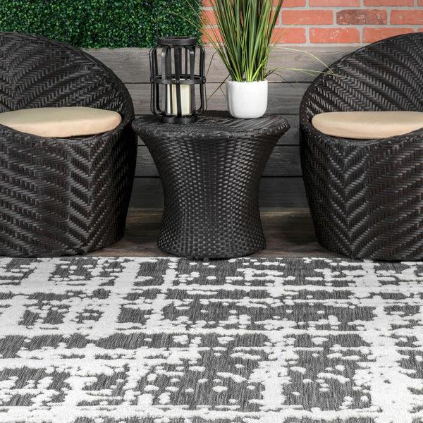 Nuloom Adley Textured Abstract Lines Indoor/Outdoor Area Rug Grey