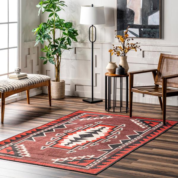 Nuloom Adrena Bold Boho Machine Washable Area Rug Red