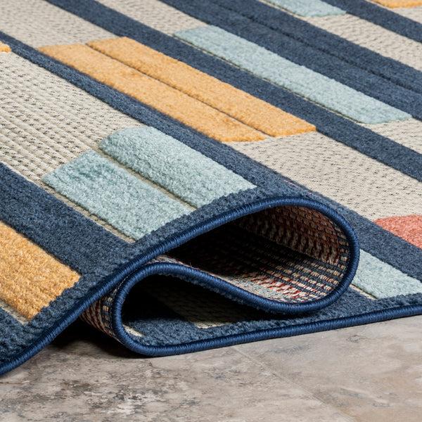 Nuloom Ainslee Elevated Stripes Indoor/Outdoor Area Rug Blue