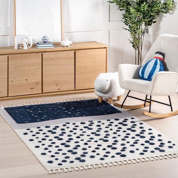 Nuloom Alena Starry Night High-Low Kids Tasseled Area Rug Blue