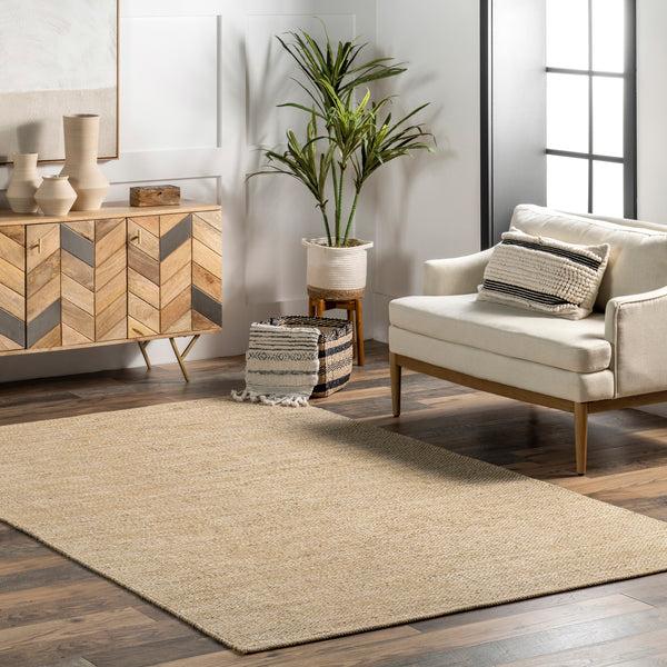 Nuloom Alessi Solid Farmhouse Cotton Area Rug Beige