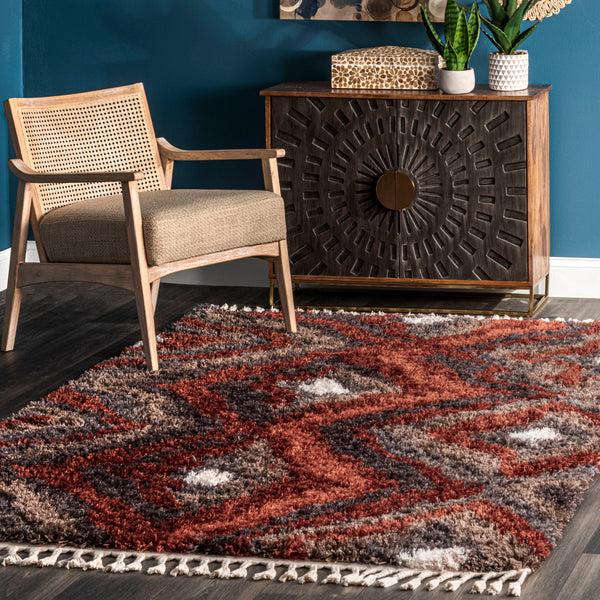 Nuloom Alexia Iris Trellis Shag With Tassel Area Rug Multi