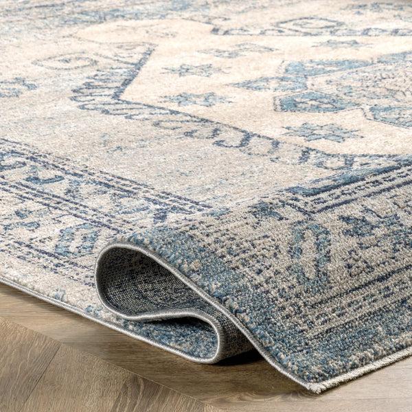 Nuloom Alexis Vintage Distressed Medallion Area Rug Blue