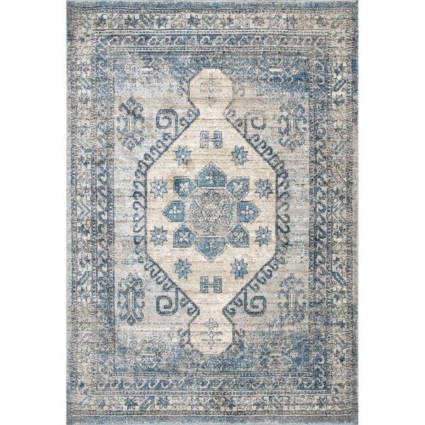 nuloom Alexis Vintage Distressed Medallion Area Rug Blue