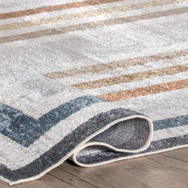 Nuloom Aliénor Striped Machine Washable Area Rug Blue